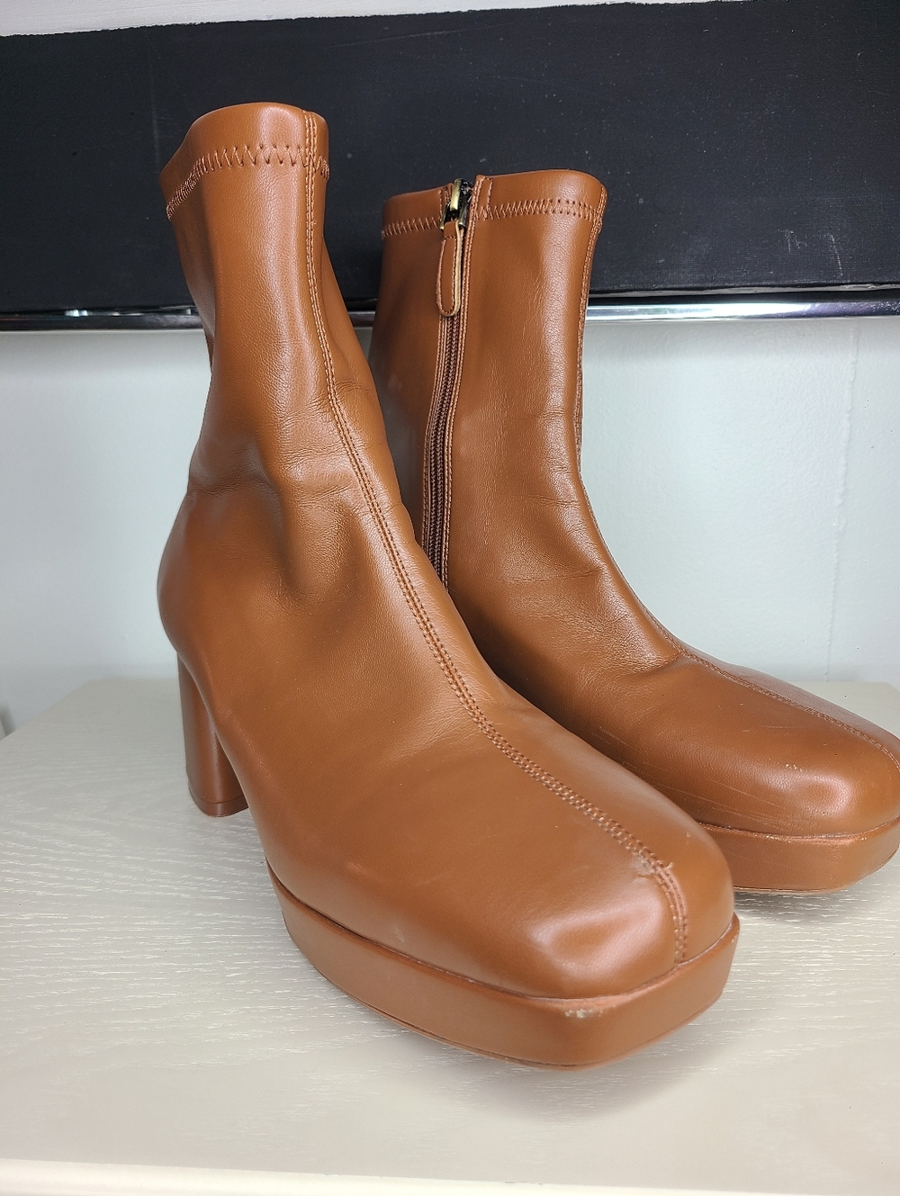 Aerosoles Brown Platform Boots π€ Size 8.5 Y2K - Picture 2 of 14